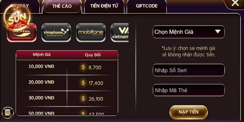 Các bước nạp tiền đơn giản giúp game thủ nhập cuộc nhanh chóng